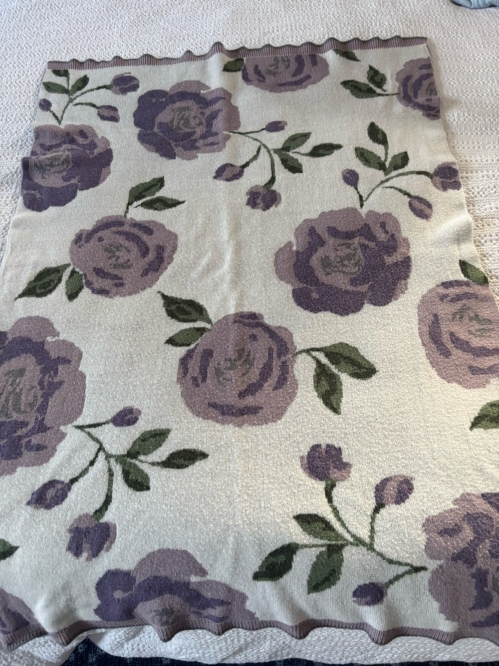 Pottery Barn Kids Lavender and Green Floral Baby Blanket
